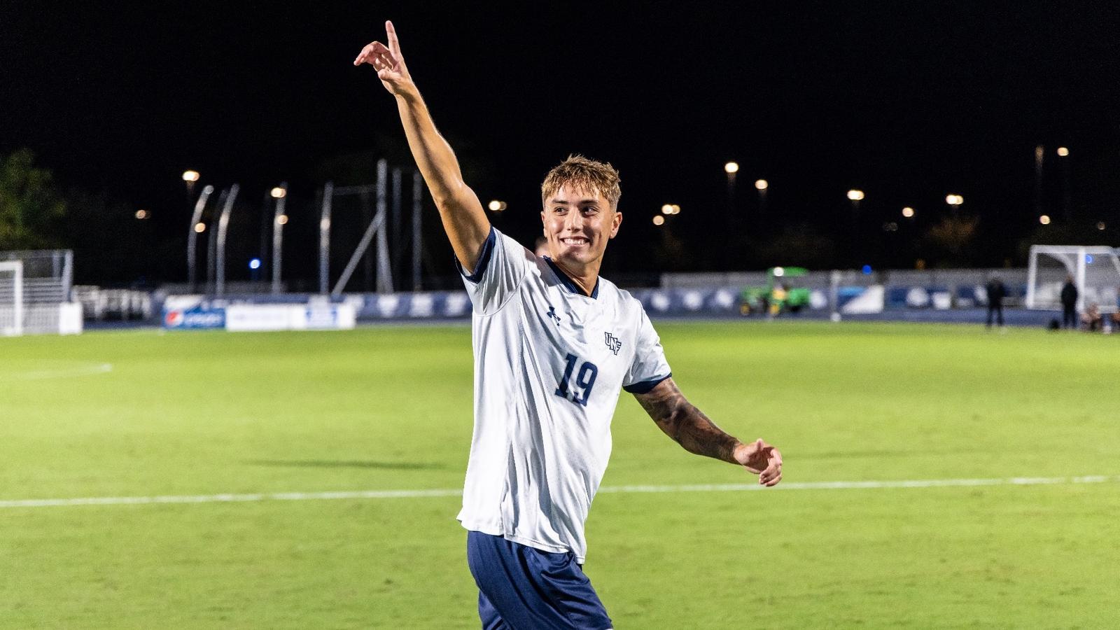 OspreyMSOC's tweet card. North Florida Men's Soccer remained unbeaten in ASUN Conference action with a 3-0 win over Stetson at Hodges Stadium on Saturday night.