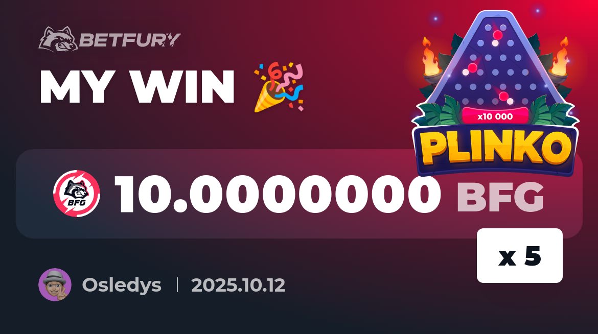 Osledys4's tweet card. Plinko Gambling game online for Free at Crypto Casino BetFury ☝ One of the TOP RTP in iGaming = 99.02%🎖️Get Welcome Bonus up to 300 Free Spins & win Jackpot in BTC⚡