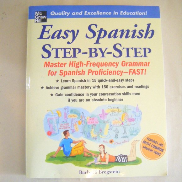 BusterJustis's tweet card. "Easy Spanish Step-By-Step" paperback book. "Master High-frequency grammar for Spanish proficiency--FAST! Learn Spanish in 15 quick and easy steps." This book is in good condition, but there is some...