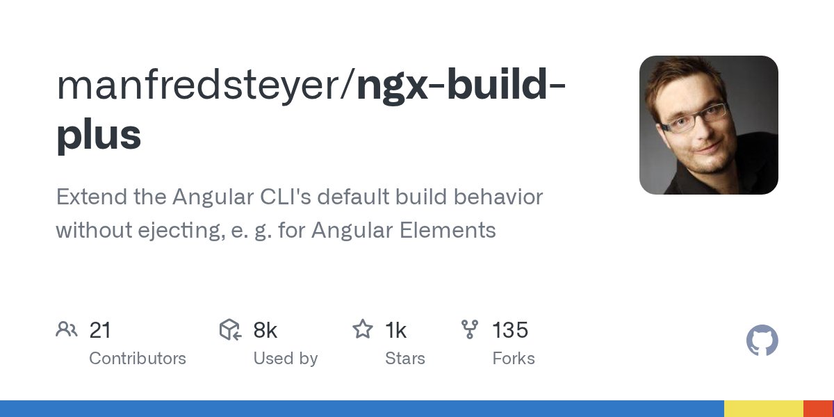 JavaScript1000's tweet card. Extend the Angular CLI's default build behavior without ejecting, e. g. for Angular Elements - manfredsteyer/ngx-build-plus