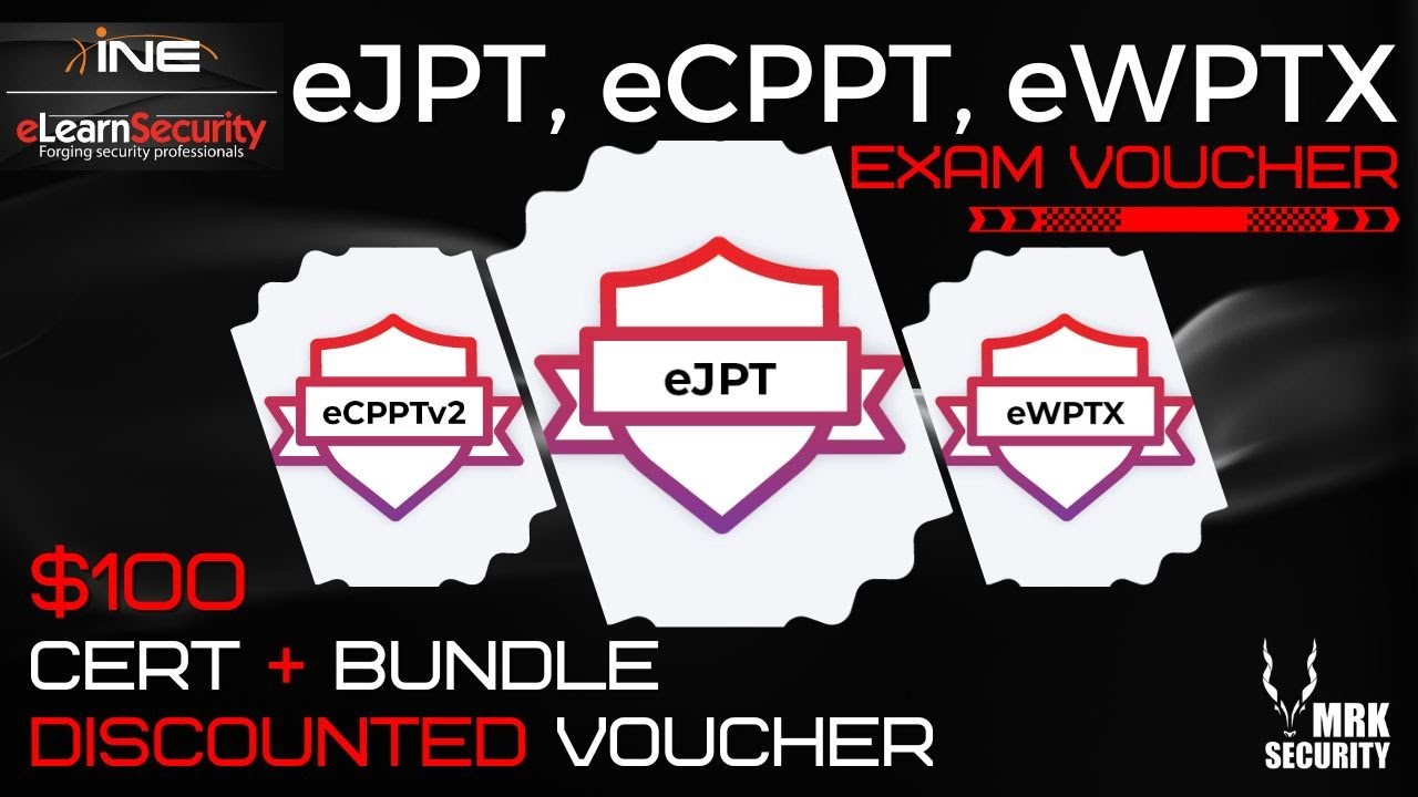 MRKSecurityClub's tweet card. [VOUCHER] $100 eJPT eCPPT eWPTX Exam Voucher | INE Certifications 100...