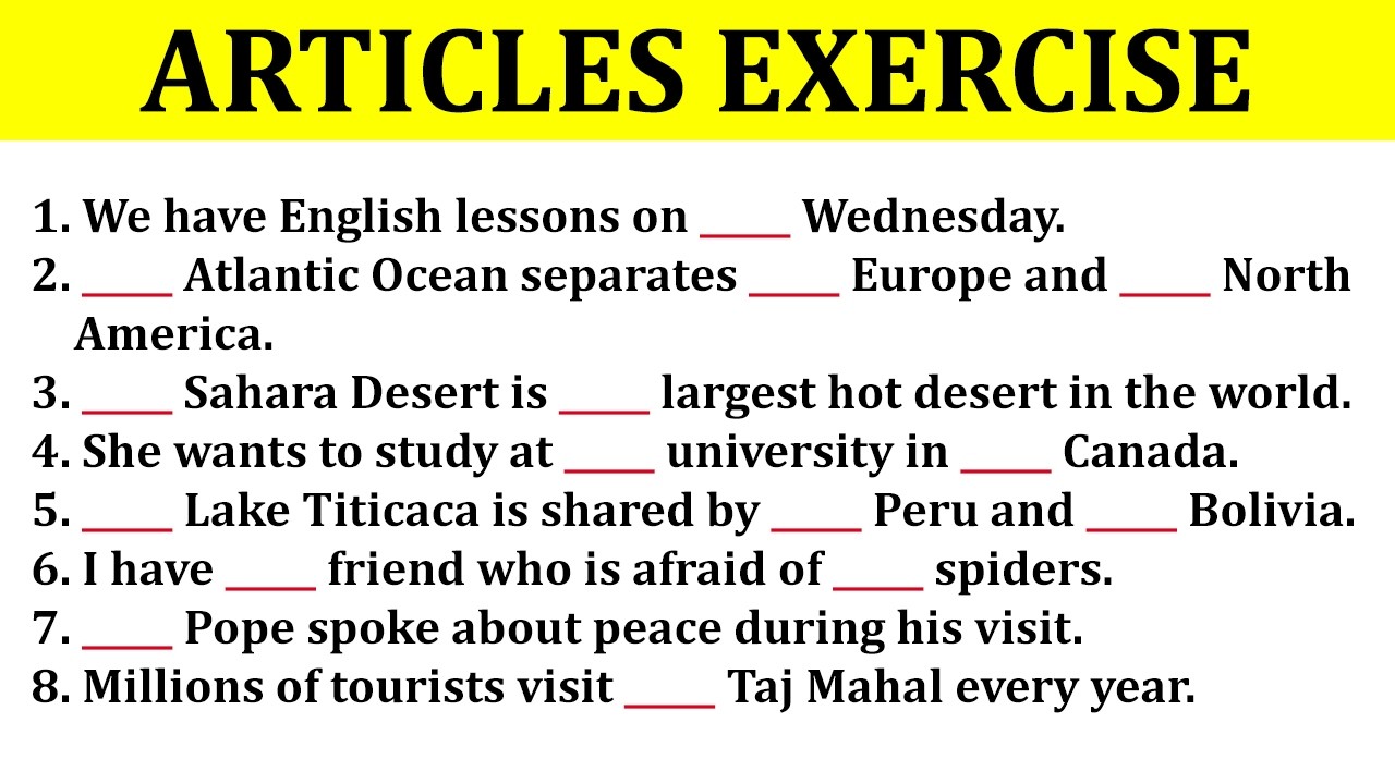 EnglishTestBlog's tweet card. English Articles Exercise with Explanation | Quiz for Beginners and...