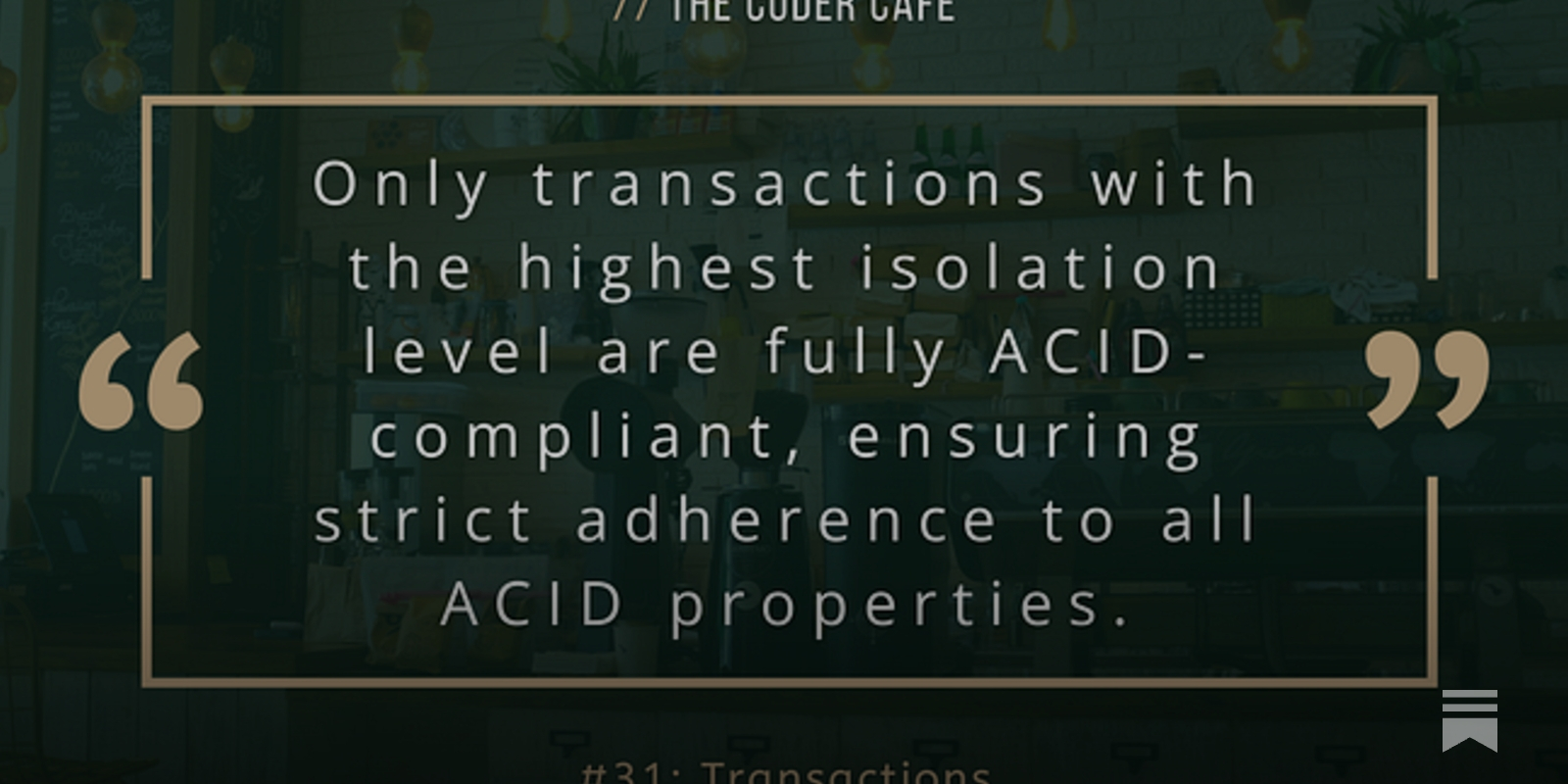 thecodercafe's tweet card. Only transactions with the highest isolation level are fully ACID-compliant, ensuring strict adherence to all ACID properties.