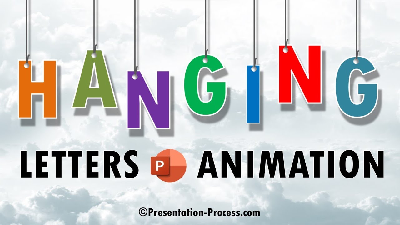 PresentProcess's tweet card. Hanging Letters Animation in PowerPoint