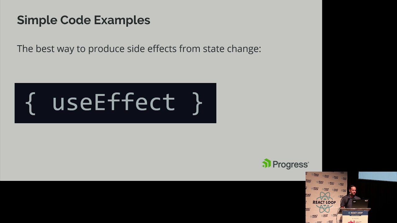 ReactLoop's tweet card. Eric Bishard - State Management with React Hooks