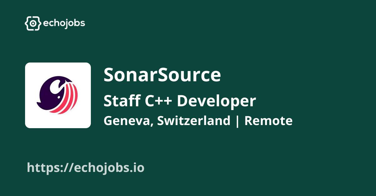 echojobs__io's tweet card. SonarSource is hiring Staff C++ Developer. Skills wanted: C++. Work locations: Geneva, Switzerland, Remote.