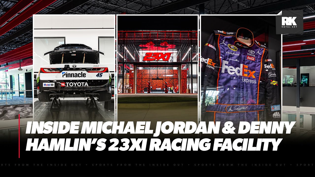 DUNKonDUNKS's tweet card. Inside MICHAEL JORDAN and DENNY HAMLIN’s 23XI NASCAR Racing Facility...