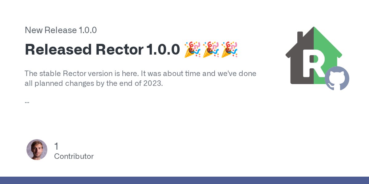 rectorphp's tweet card. The stable Rector version is here. It was about time and we've done all planned changes by the end of 2023. What could be better time and place to release a stable Rector than live on stage du...