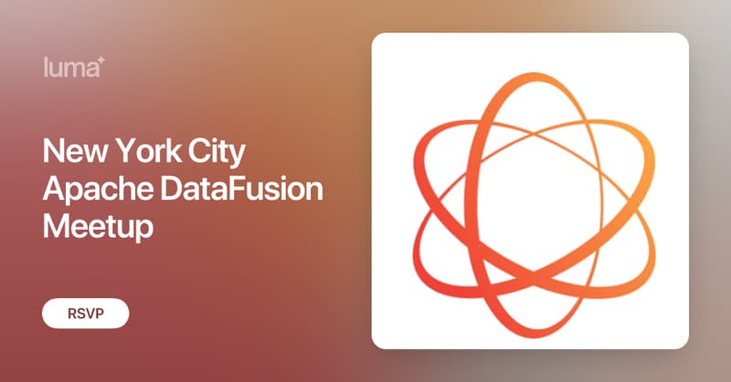 philippemnoel's tweet card. Welcome to the first New York City Apache DataFusion meetup! Sep 16 2024: Registration is closed as we need to provide the front desk with names. Please…