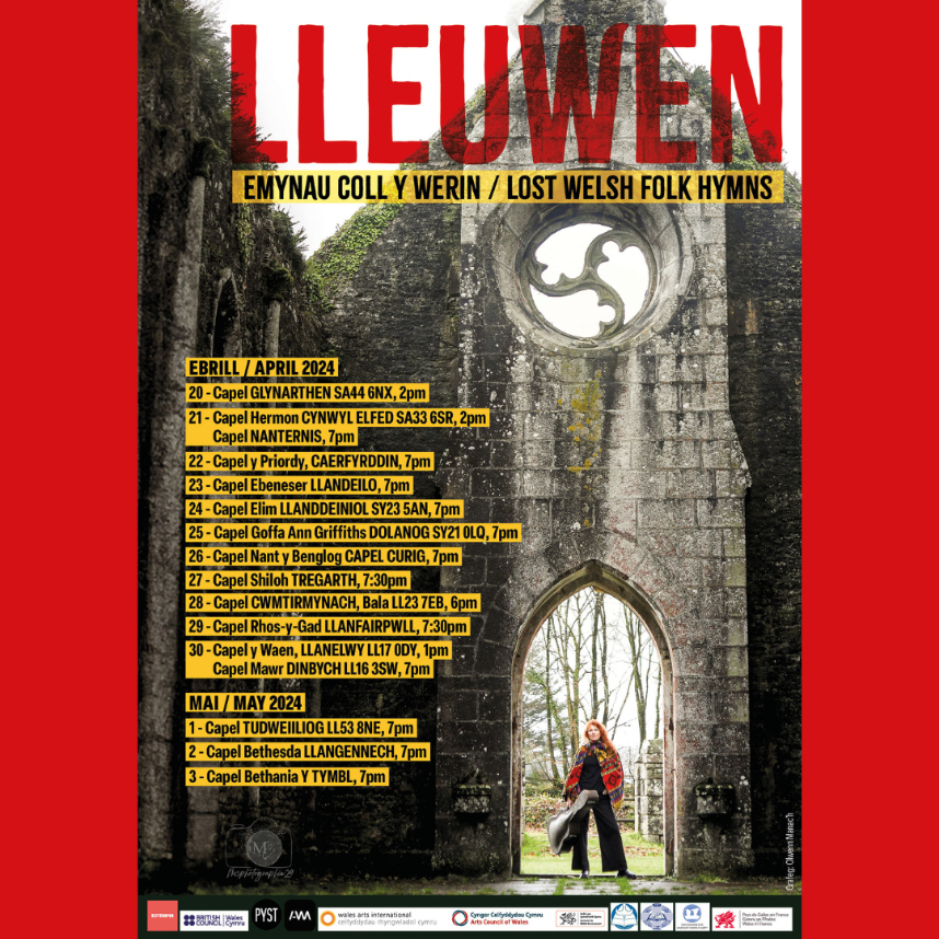 ambobdim's tweet card. Lleuwen yn cyhoeddi taith ‘Emynau Coll y Werin’ o Gapeli Cymru. | Lleuwen announces ‘Lost Welsh Folk Hymns’ tour of Welsh Chapels