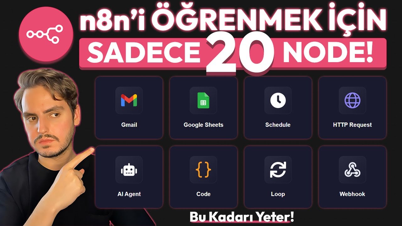 yprkemrullah's tweet card. n8n'in %80'ini Sadece 20 Node ile Öğrenin! (18 Dakika Yeter)