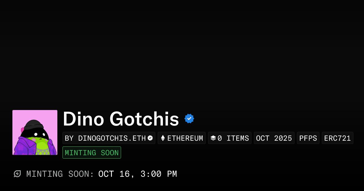 PIRATE_ON_ETH's tweet card. Dino is Sleepagotchi’s mascot — 7,777 in total. Known by over one million users across our apps, now available on-chain as PFP NFTs.