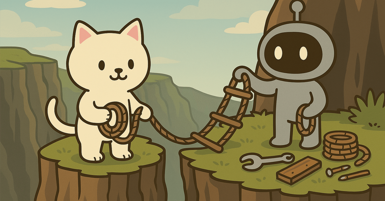 tensyokuneko's tweet card. ※ChatGPTでイラストギャラリー 次の目的地に向かうための作業を進める。 工具が用途に合ってなさそうなのは気にしないで。 ■自由になった途端、選択肢の洪水に溺れる プログラミングスクールの半年が終わった。 自由になったはずだった。 でも自由になった途端、やることが一気に押し寄せてきた。学習の枠が外れて、制約の代わりに選択肢の洪水が来た。 やりたいことはいっぱいある。でもすべてはできない。...