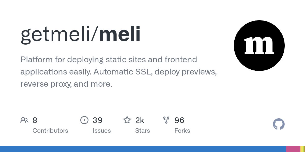 JavaScript1000's tweet card. Platform for deploying static sites and frontend applications easily. Automatic SSL, deploy previews, reverse proxy, and more. - getmeli/meli