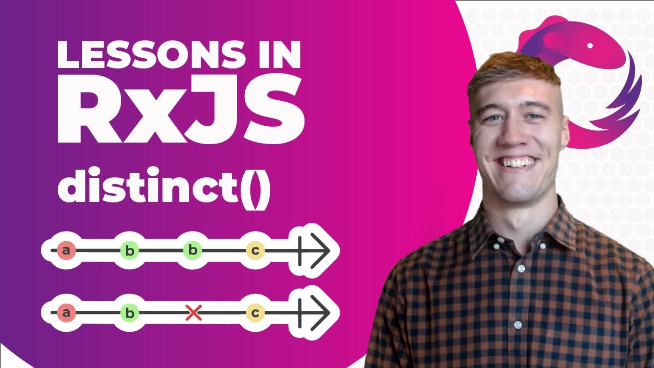 BriebugSoftware's tweet card. RxJS distinct() - Filter Out Repeat Data