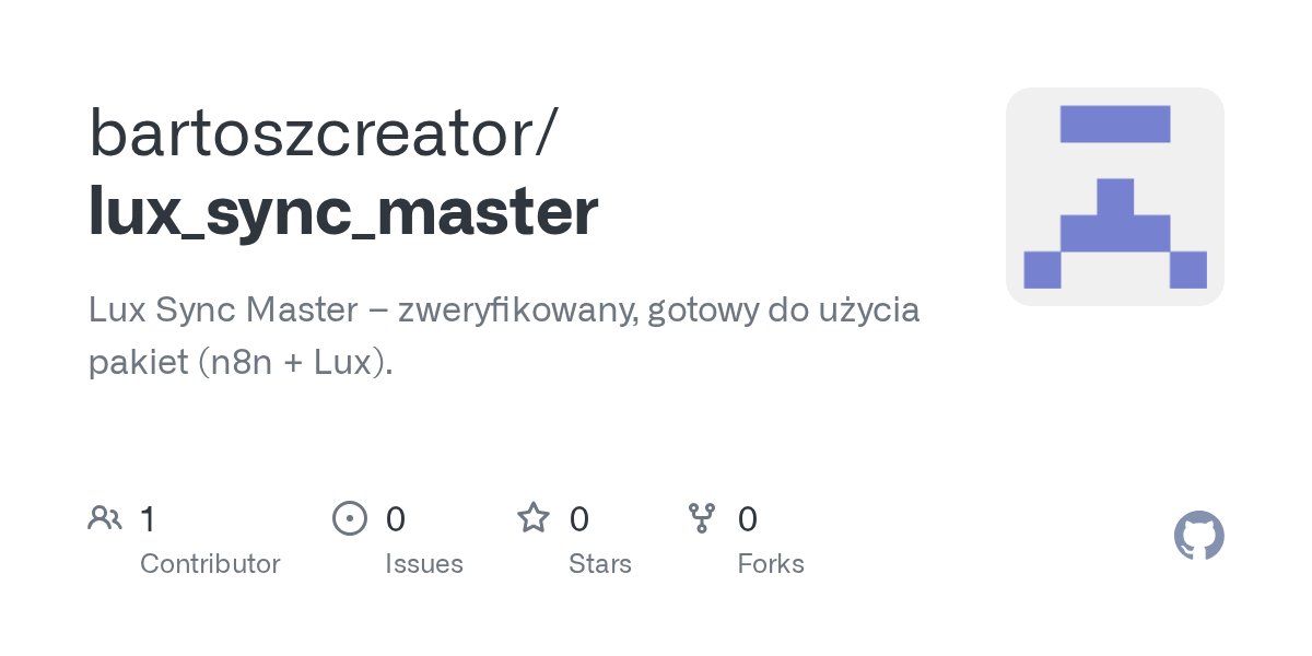 PaganiniAngel's tweet card. Lux Sync Master – zweryfikowany, gotowy do użycia pakiet (n8n + Lux). - bartoszcreator/lux_sync_master