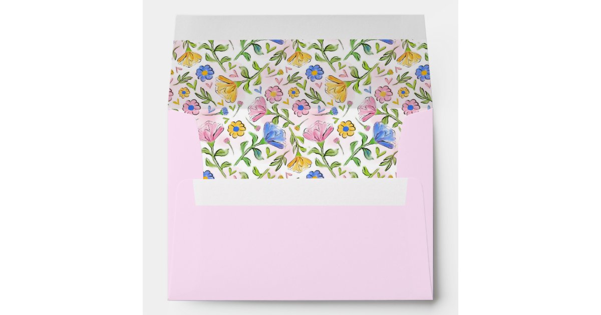 PrettyCosyCha's tweet card. Elegant Rustic Feminine Hand-Drawn Spring Floral Pattern Envelope