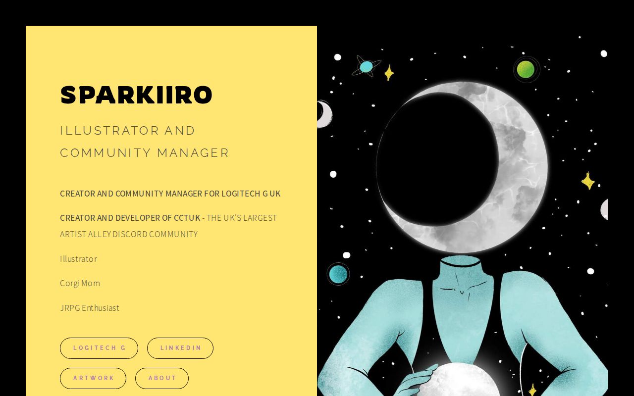 sparkiiro_'s tweet card. Sparkiiro is a digital artist from the UK who also specialises in community growth in creative spaces.