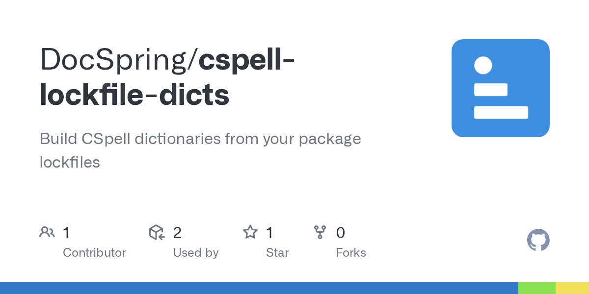 DocSpring's tweet card. Build CSpell dictionaries from your package lockfiles - DocSpring/cspell-lockfile-dicts