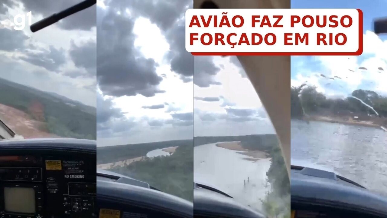 g1's tweet card. Imagens foram gravadas por uma passageira, que estava dentro da aeronave. Caso aconteceu no último sábado (25), na praia do banho Curupira, no Paraviana. Ninguém ficou ferido.