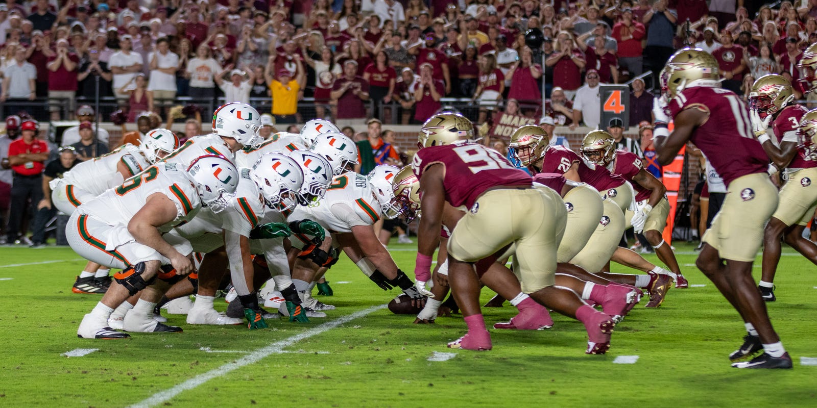 FSView's tweet card. Thomas Castellanos threw two interceptions that directly led to 14 points as Miami defeated Florida State.