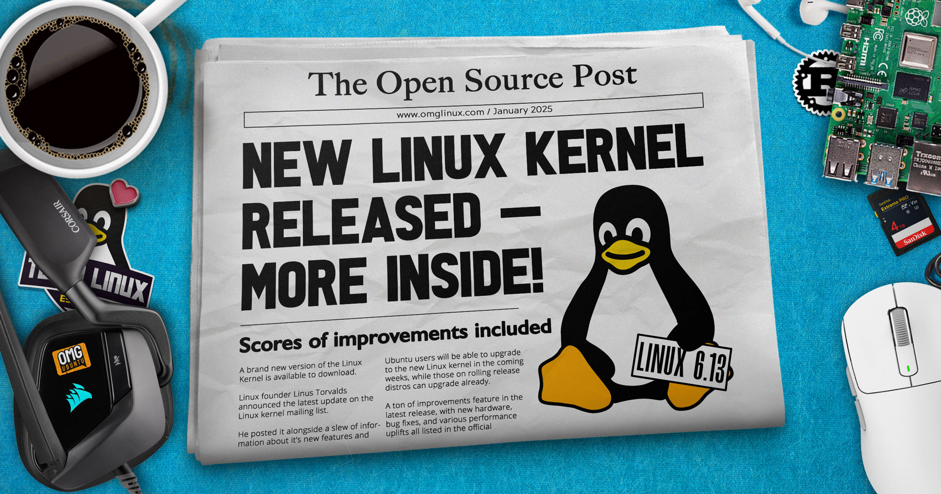 jccall80's tweet card. The first new kernel release of the year has arrived — yes, Linux 6.13 has gone stable. Linux kernel 6.13 adds, as ever, a vast array of improvements,
