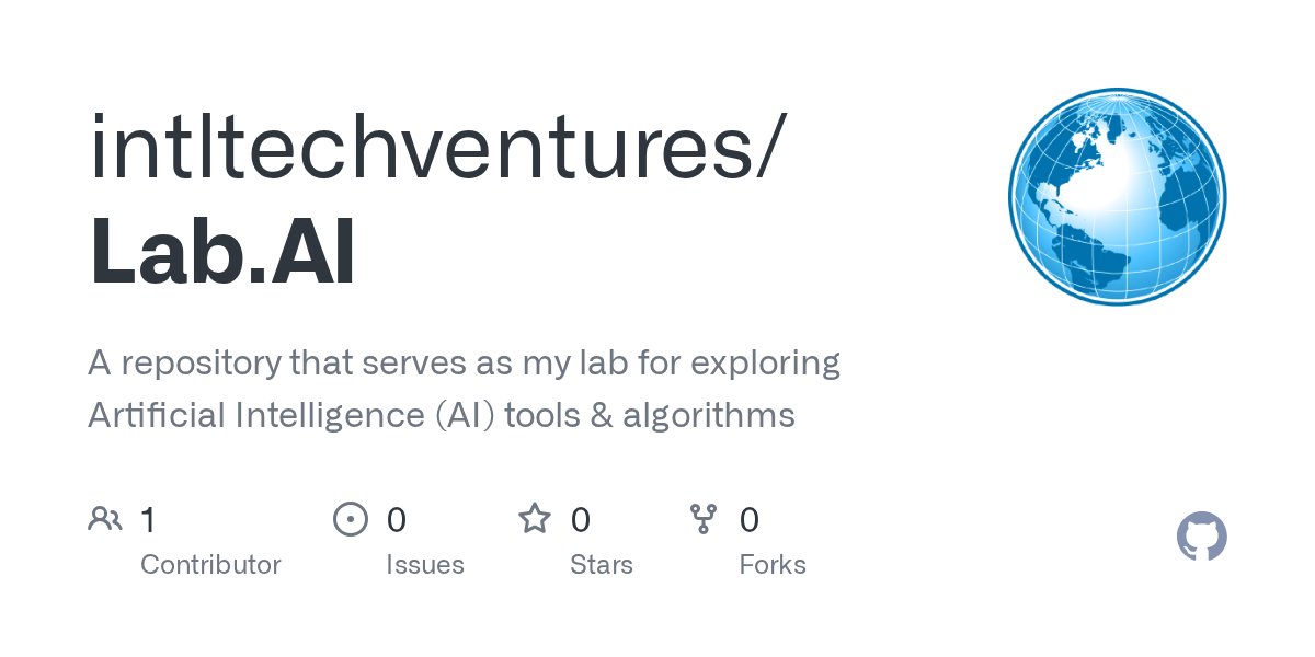 StartupsAndCode's tweet card. A repository that serves as my lab for exploring Artificial Intelligence (AI) tools & algorithms - intltechventures/Lab.AI