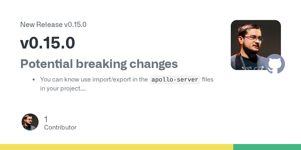 Akryum's tweet card. Potential breaking changes You can know use import/export in the apollo-server files in your project. Generated server files converted to ES modules.