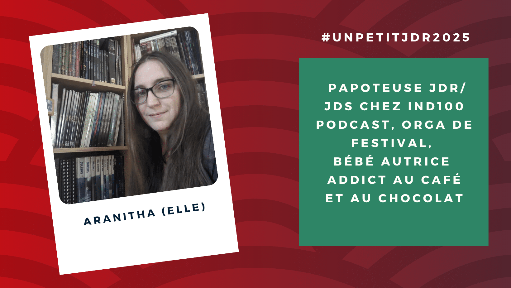 unpetitjdr's tweet card. Pour cette édition 2025, nous vous proposons de faire un tour du jury grâce à de petites interviews pour mieux les connaître. Voici celle de Aranitha, qui deviens co-organisatrice de UnPetitJDR cette...