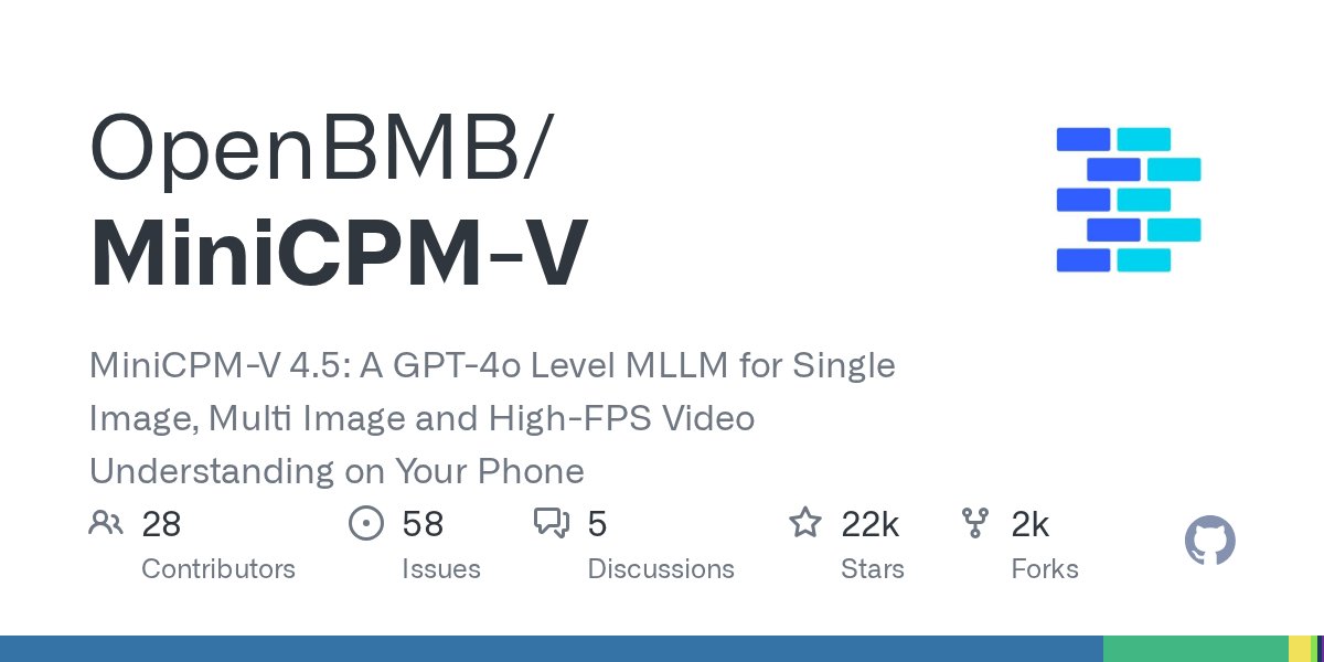 clxymox's tweet card. MiniCPM-V 4.5: A GPT-4o Level MLLM for Single Image, Multi Image and High-FPS Video Understanding on Your Phone - OpenBMB/MiniCPM-V