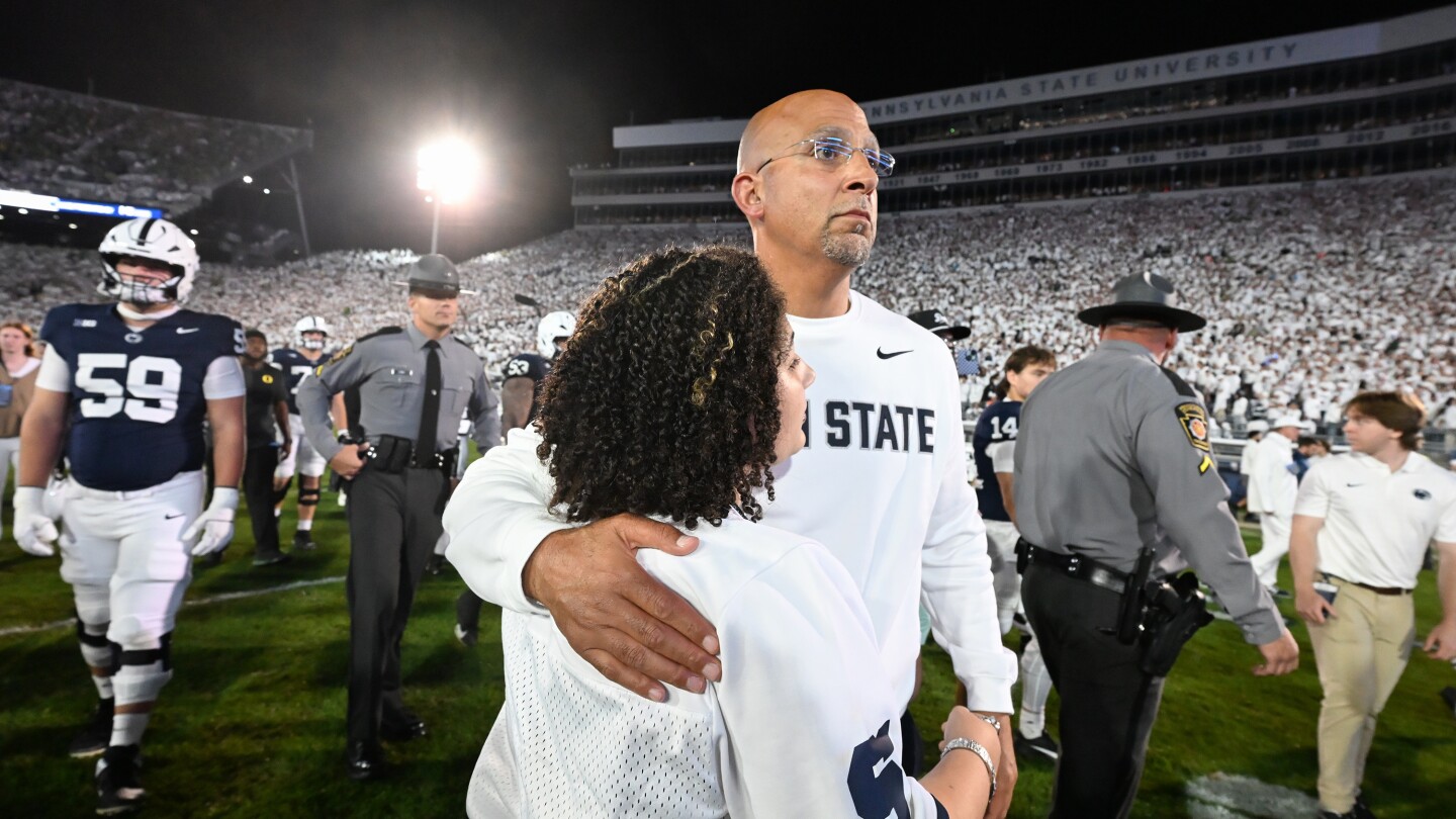 WillGravesAP's tweet card. James Franklin is out at Penn State. The school fired the longtime head coach on Sunday afternoon. This decision came less than 24 hours after a 22-21 home loss to Northwestern.