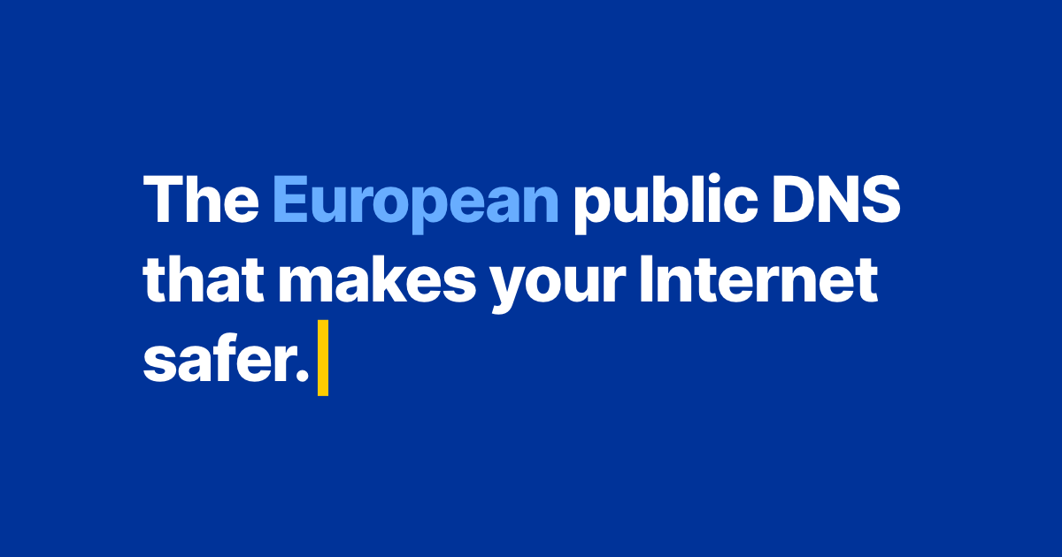 dns0eu's tweet card. A free, sovereign and GDPR-compliant recursive DNS resolver with a strong focus on security to protect the citizens and organizations of the European Union.