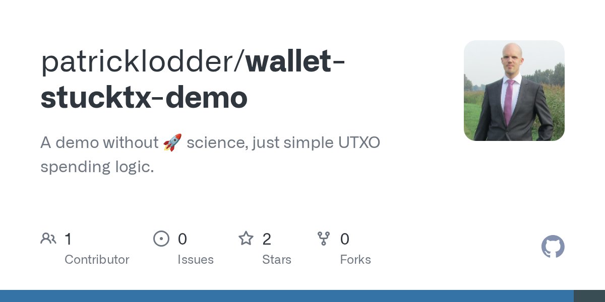 RichDevX's tweet card. A demo without 🚀 science, just simple UTXO spending logic. - patricklodder/wallet-stucktx-demo