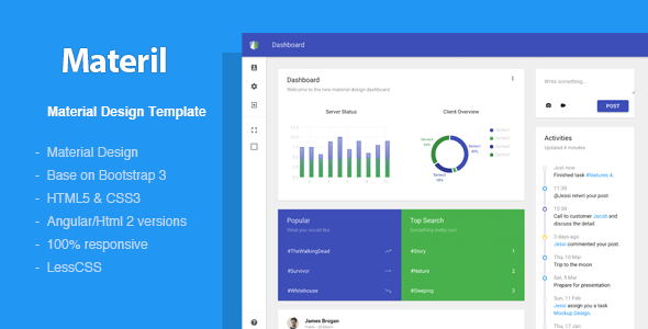 stylelibreview's tweet card. Material design admin dashboard template with Bootstrap 3 and AngularJS, Features nested views & routing and lazy load for large project. Features Magic Powerful Popular Bootstrap 3 Nested rout...