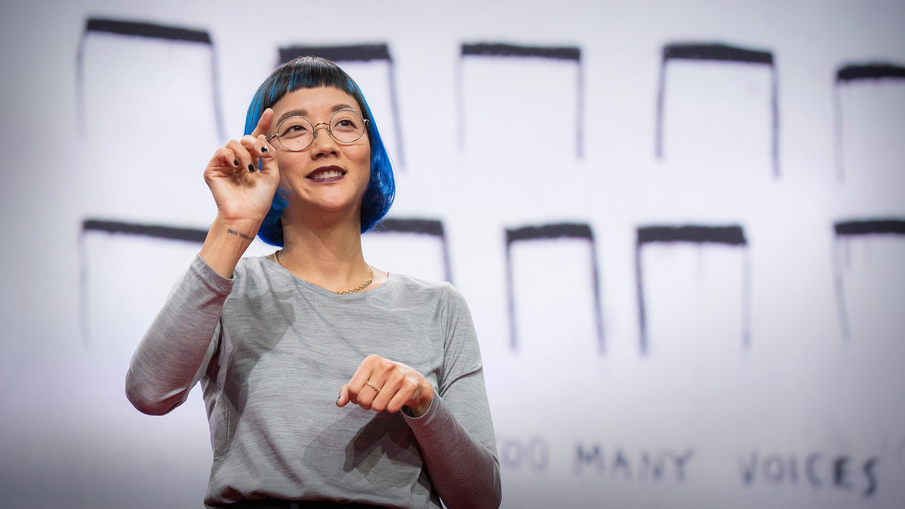 GoReactforASL's tweet card. Artist and TED Fellow Christine Sun Kim was born deaf, and she was taught to believe that sound wasn't a part of her life, that it was a hearing person's thing. Through her art, she discovered...