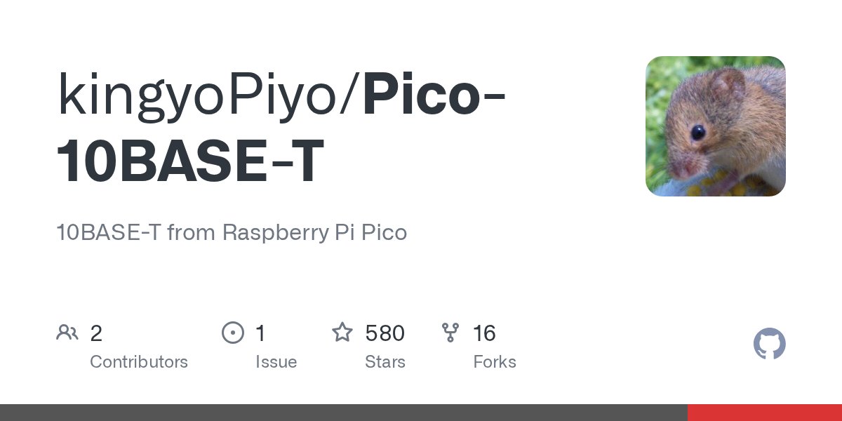 JekiCode's tweet card. 10BASE-T from Raspberry Pi Pico. Contribute to kingyoPiyo/Pico-10BASE-T development by creating an account on GitHub.