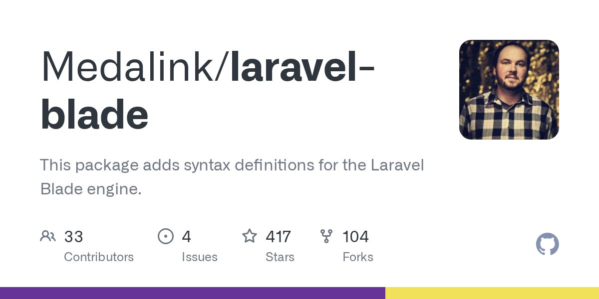 medalink7's tweet card. This package adds syntax definitions for the Laravel Blade engine. - Medalink/laravel-blade