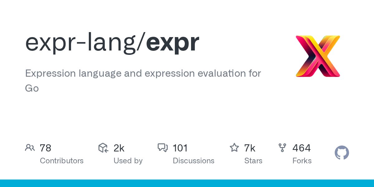 golang_news's tweet card. Expression language and expression evaluation for Go - expr-lang/expr