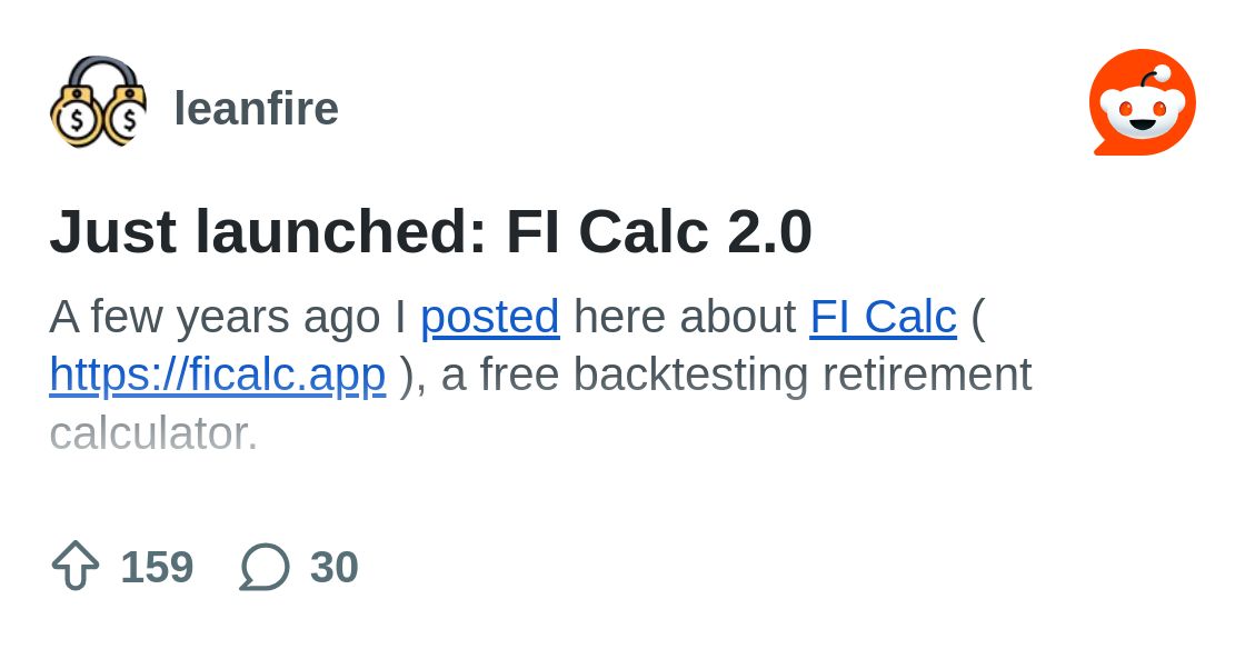 ficalc's tweet card. Explore this post and more from the leanfire community