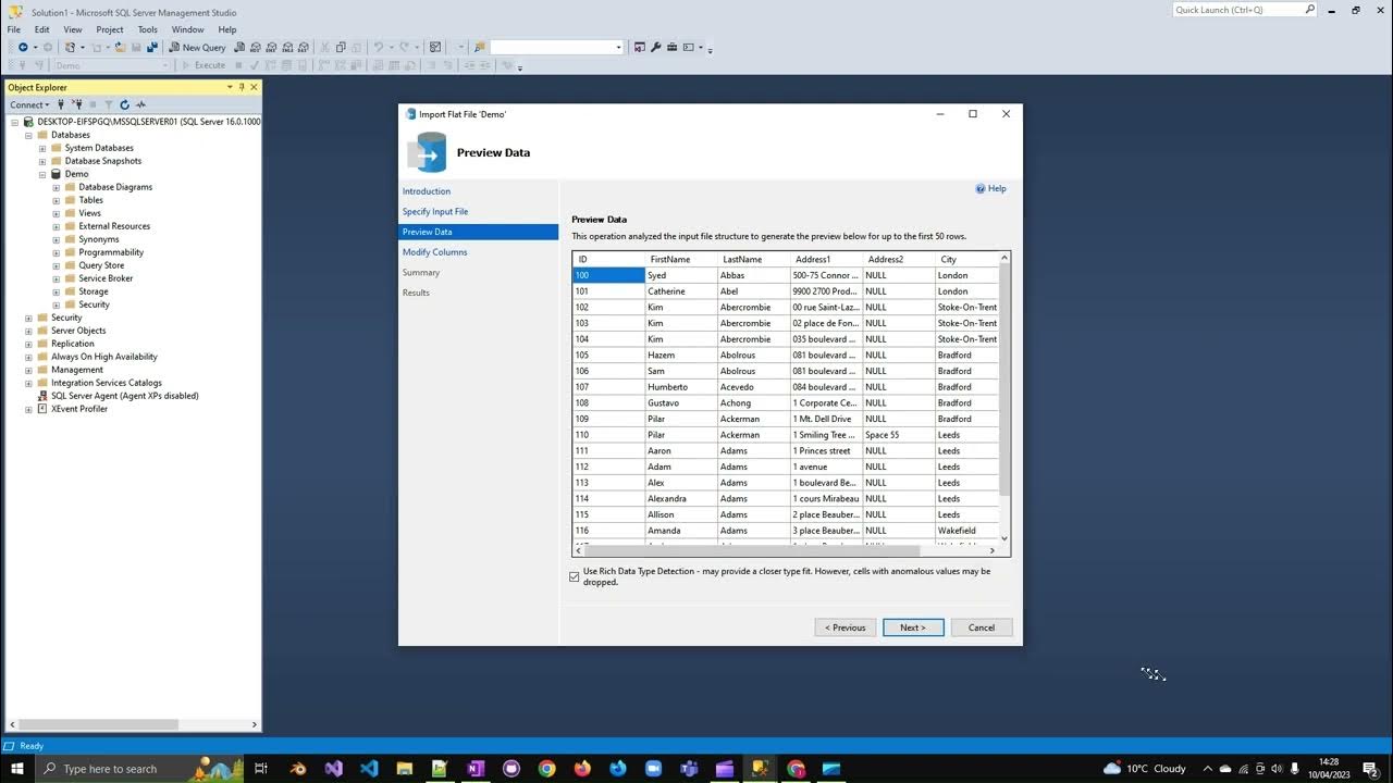 LearnDatabases's tweet card. 10 - SQL Create table from flat files