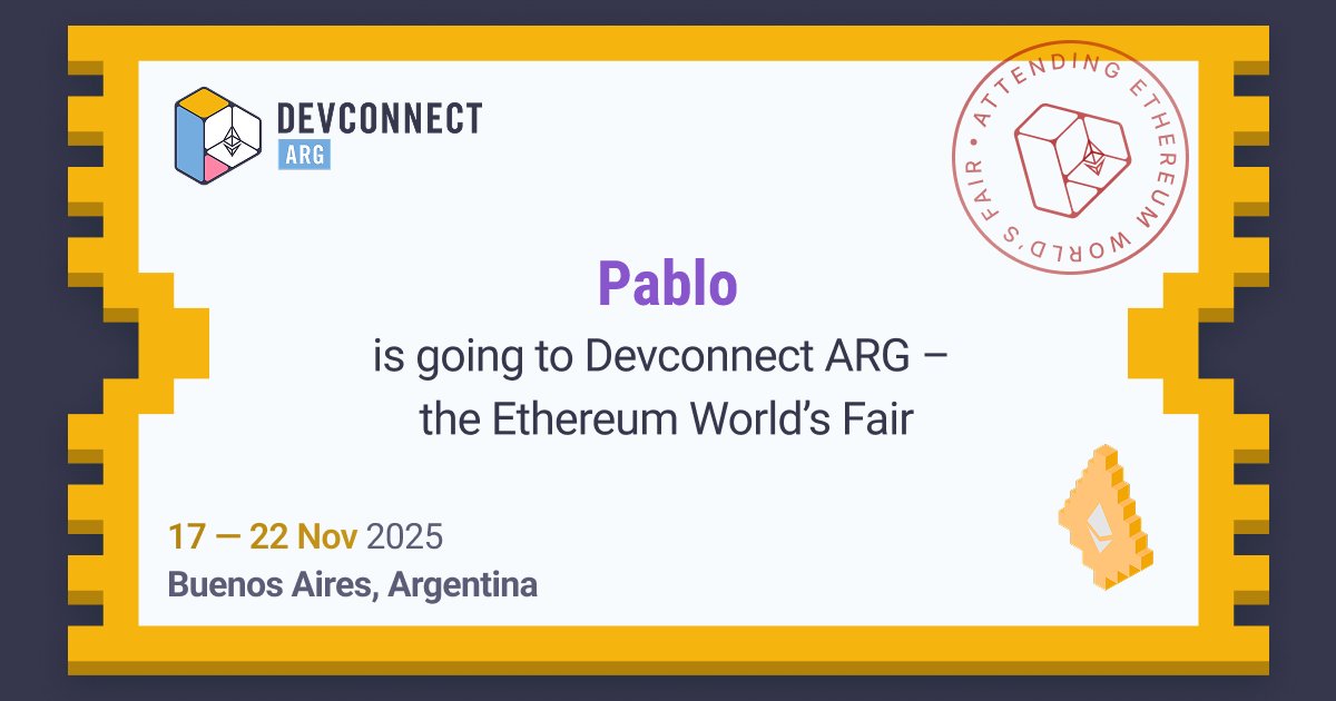 pablomora3003's tweet card. Pablo is going to Devconnect ARG! Get your ticket and join the community.