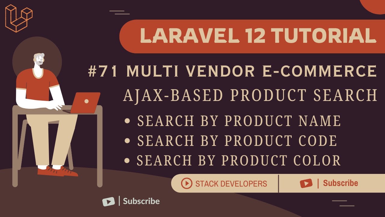 stacdevelopers's tweet card. Laravel 12 Tutorial #71 | Laravel Ajax Based Product Search | Search...