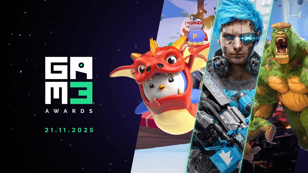 Riflearningweb3's tweet card. The GAM3 AWARDS is the biggest annual web3 gaming awards show hosted by GAM3S.GG to crown the winners of each category and ultimately, the Game of the Year.