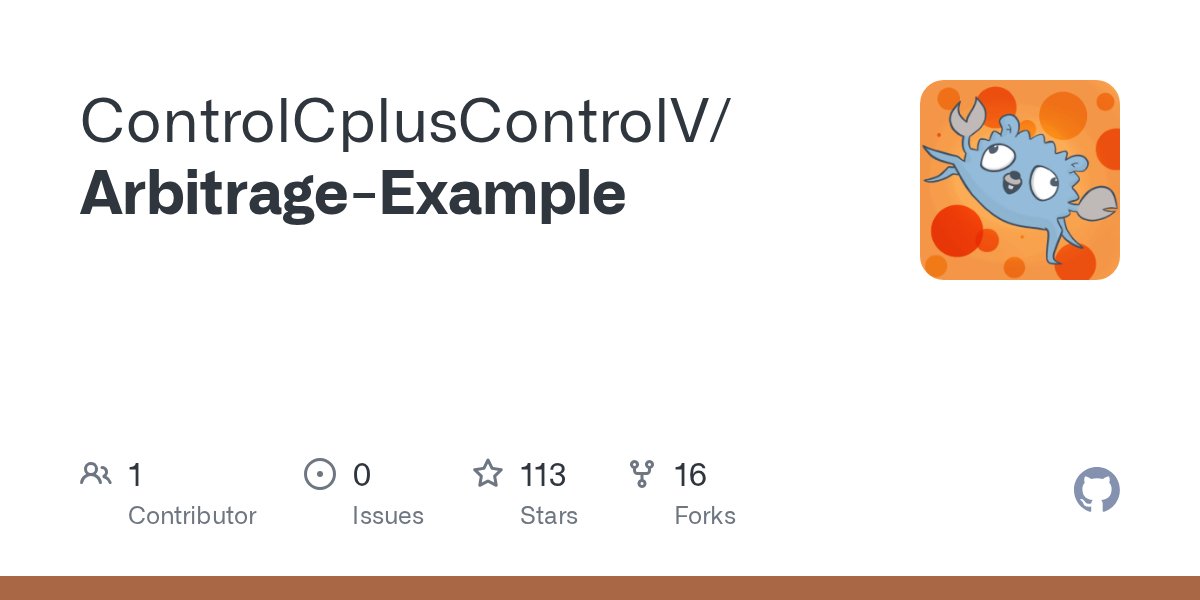 JekiCode's tweet card. Contribute to ControlCplusControlV/Arbitrage-Example development by creating an account on GitHub.