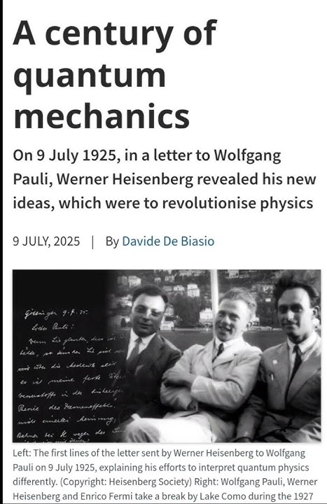 ProbabilityImp3's tweet card. The birth of Quantum Mechanics 100 years ago on this day.