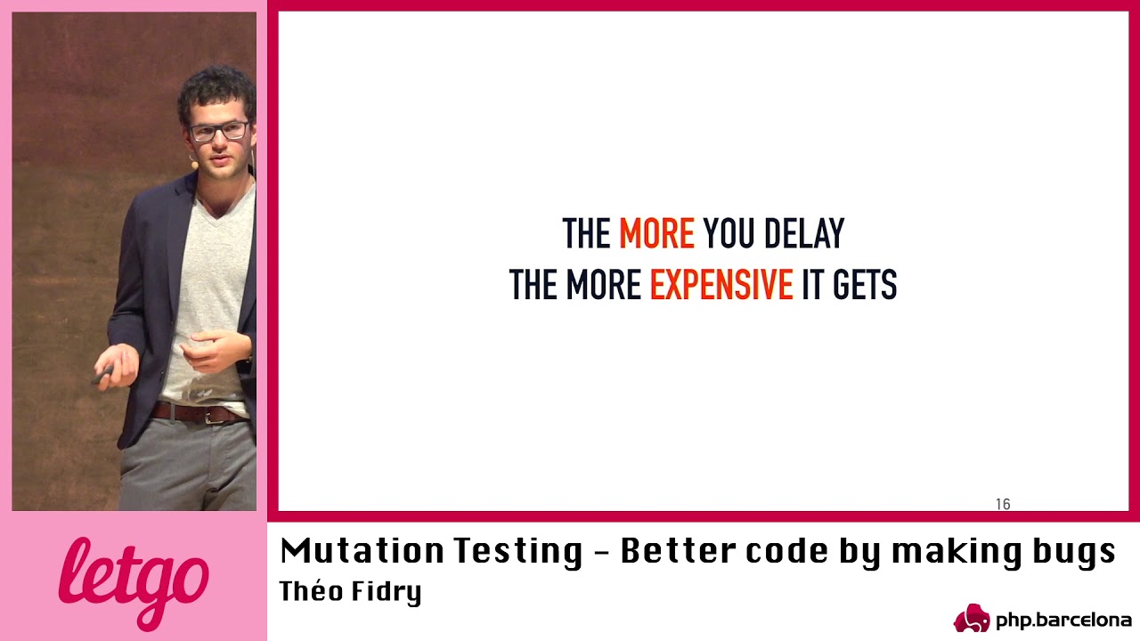 phpbcnconf's tweet card. Théo Fidry – Mutation Testing – Better code by making bugs