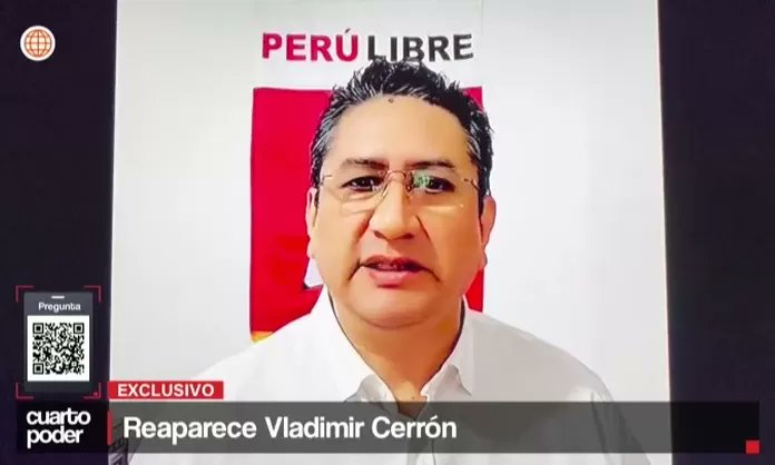Cuarto_Poder's tweet card. Vladimir Cerrón reaparece desde la clandestinidad tras 2 años prófugo. Critica a Dina Boluarte, a quien acusa de deslealtad, y afirma que su caída era previsible