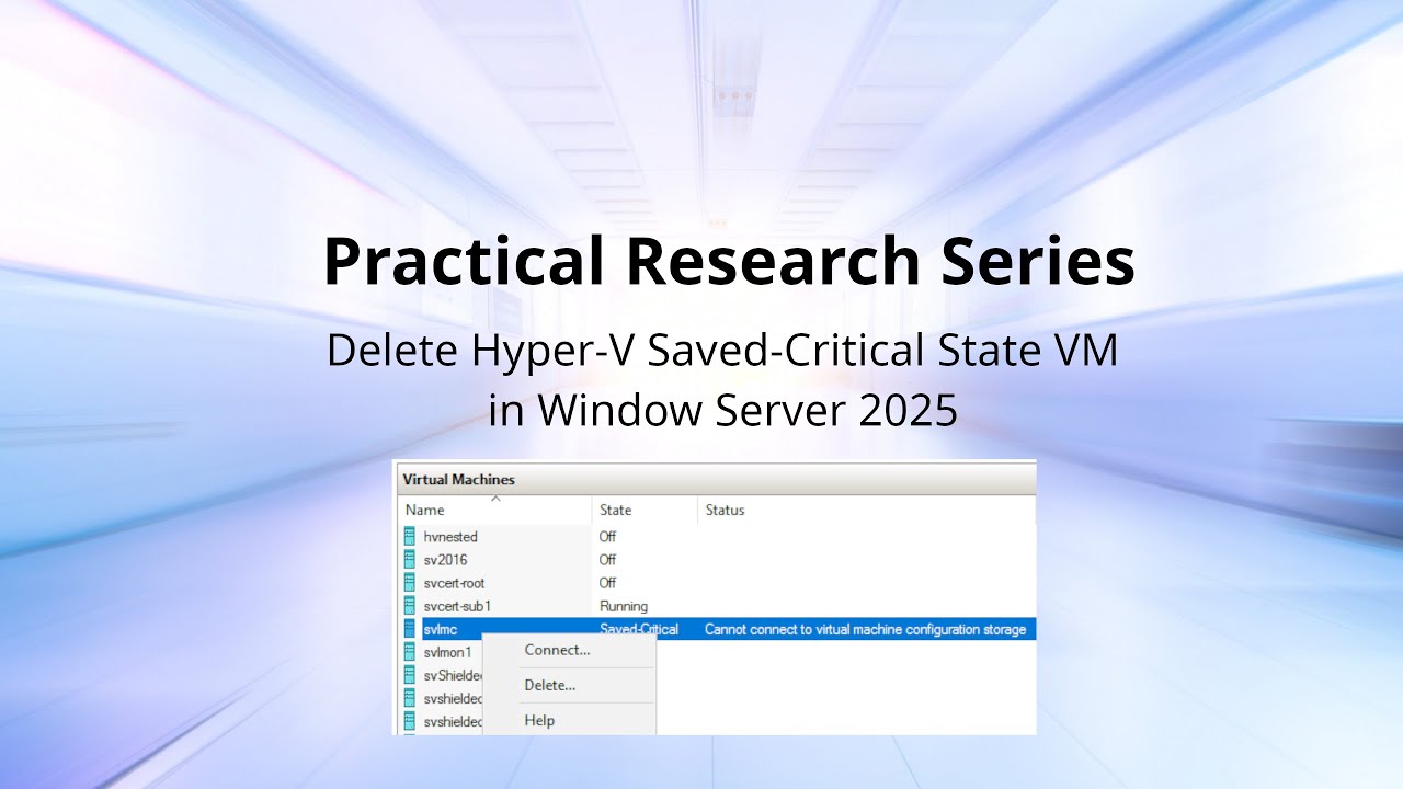 timwebdesignsrv's tweet card. Delete Hyper-V Saved-Critical State VM in Window Server 2025