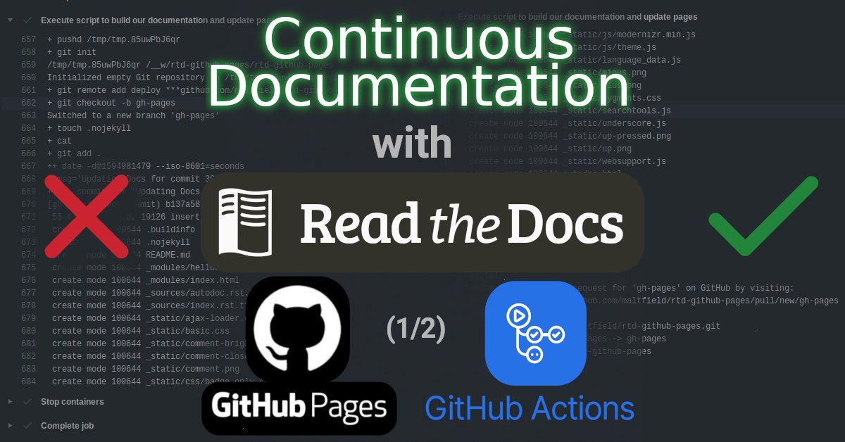 codehill's tweet card. Continuous Documentation guide to hosting a sphinx-powered documentation-as-code site (using the Read the Docs theme) on a GitHub Pages site, built with GitHub's free CI/CD tools.