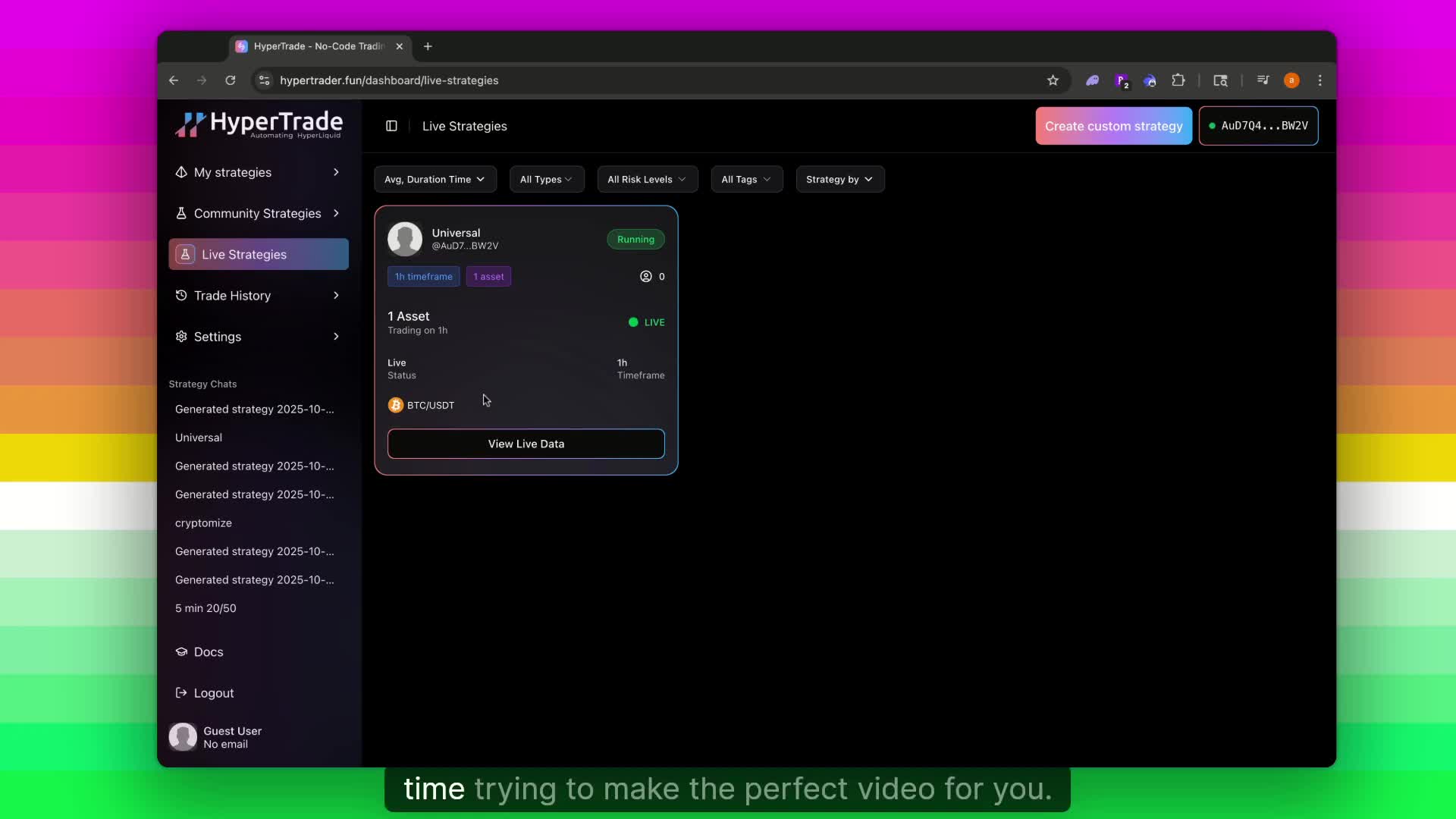 HypertraderAI's tweet card. Watch HyperTrade Algothimic trading | Streamable